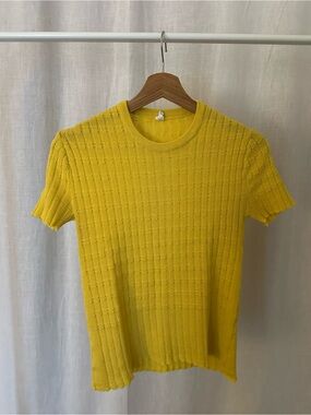 Vintage Yellow Short-Sleeve Knit Crewneck Shirt